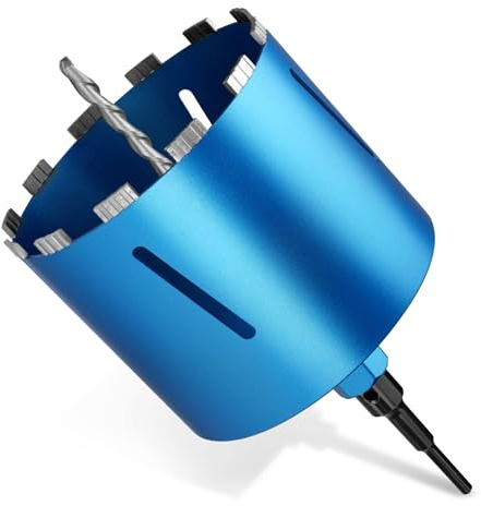 M22 Corona Perforadora Diamante Ø202mm con Adaptador SDS Plus, Broca Sierra | Longitud Total 200 mm, Profesional Brocal Perforadora Atraviesa Armaduras ≥25mm, Broca Núcleo para Hormigón, Piedra, Paredes