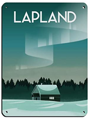 LZWDO Lappland Vintage Reiseposter Blechschild Vintage Metall Pub Club Cafe Bar Home Wandkunst Dekoration Poster Retro 15 * 30cm