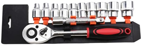 12 PCS Automotive Quick Socket Set & 1/2 Large Ratchet Wrench - Essential Tools for Car Maintenance & Repair - Durable, High Torque, Easy to Use