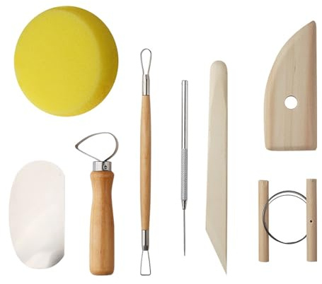 Nurila Modellier-Werkzeug Set, 8 StückTöpferset Holz Keramik Ton Werkzeuge Set,Für Modellbau Schnitzarbeiten Kerzenherstellung Keramik Werkzeug DIY Grabstichel Kit Töpfer Polymer Clay Ton Tools
