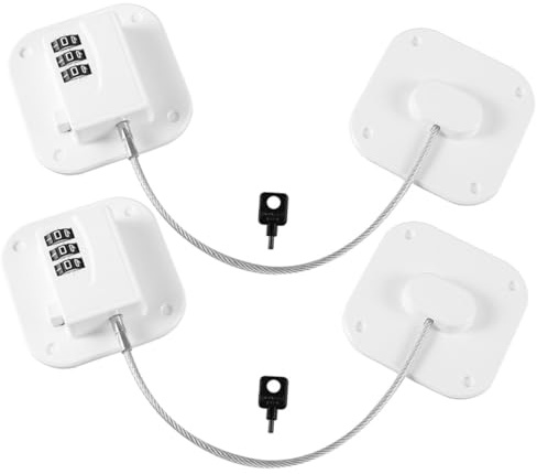 EPIGEIST 2 pezzi Sicurezza Frigorifero Lucchetto Password Blocco per Armadietti e Installazione Senza Foratura Materiali e Design Quadrato Bianco Facile Reset Password