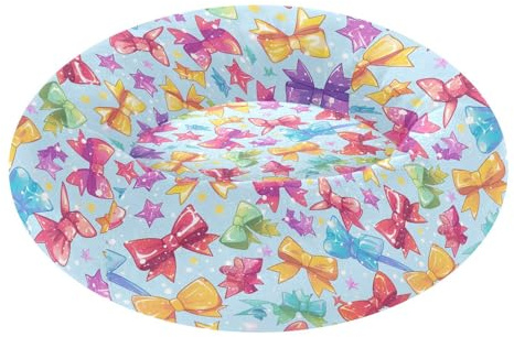 Haustier-Hundebett, beruhigend, Anti-Angst, flauschiges Hundekissen für mittelgroße Haustiere, zum Schlafen, S, Glitzer, Cartoon-Schleifen, Schleifen, Sterne, Blau