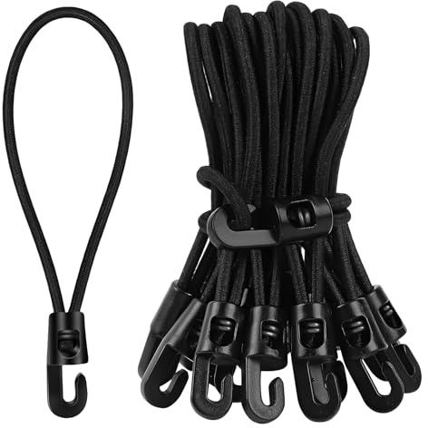 NiceNaiils 20 Pcs tensor cuerda tendedero, Goma tensora con ganchos, expansores con ganchos de 10 cm, multifuncional, tensor de goma con gancho para lonas, red de tienda de campaña