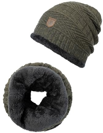 Indicode Unisex Siracusa Winter-Set Mütze & Schal | Strick Wintermütze Winterschal Brindle, One Size