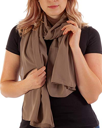Schal Damen PRIMAVERA XXL Schals & Tücher in Braun Chiffontücher Halstücher Stola Pashmina aus Chiffon Sommer Frühling Ganzjährig Tuch Damenschal (Perubraun)