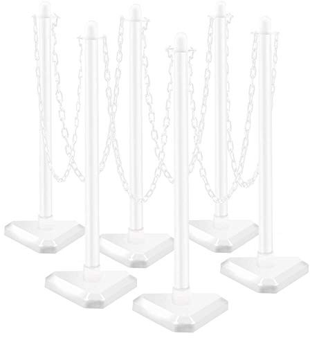 TMS PRO SHOP Kettenpfostenset UNI weiß Dreieck, 6 Stück, weiß, 10 m Kette aus Kunststoff, Art.-Nr. 607616 | Kettenpfosten | Absperrpfosten | Absperrkette