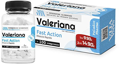 Sanavita Valeriana, Integratore alimentare con concentrato di Valeriana pura Made in Italy. Favorisce il rilassamento. Trattamento efficace 100 Compresse