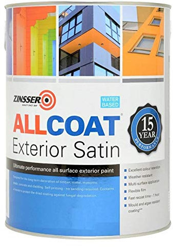 Zinsser Allcoat Exterior WB (Satin Finish) Ready Mixed Colours 1 litre Anthracite Grey (Ral 7016)