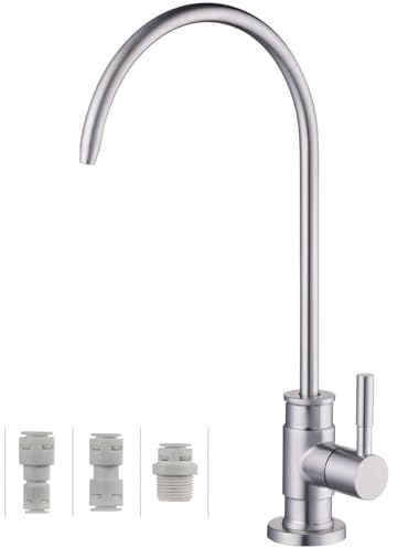 Drinking Water Faucet Brushed Nickel, Wellup Reverse Osmosis Faucets for Non Air Gap RO Water Filtration System, Leadless Stainless Steel Kitchen Water Filter RO Faucet for Kitchen Bar Sink