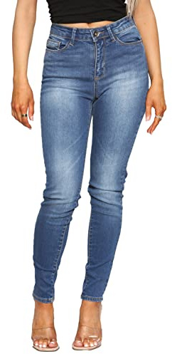 989Zé ENZO EZL416 Womens Jeans Skinny Stretch Trousers Ladies Denim Slim Fit Pants with Pockets All Waist Sizes UK 8-20 (16, Blue)