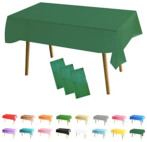 Tovaglie rettangolari per feste, 3 pezzi, 137 x 274 cm, usa e getta, in plastica, impermeabili, resistenti all'olio, per feste, picnic, compleanni, Natale, colore verde