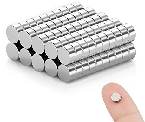 100Pcs Neodym Magnete Set Extra Stark, Magnet Stark Rund 6x2.6mm, Kleine Magnete, für Whiteboard Crafts&Home&Kitchen&Office&School