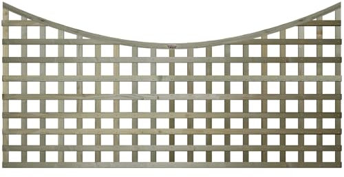 Premier Concave 6x3ft (W: 6ft x H: 3ft) Frameless Rough-Sawn Square Trellis Pressure-Treated Garden Panel 60-70mm Privacy Squares Fence Topper/Wall Art Width 1828mm x Height: 900mm