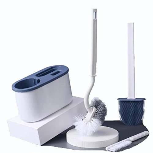 LANMOU Brosse de Toilette, Brosse WC Brosse de Toilette en Silicone Brosse WC Mural Brosse WC en Silicone Antibactérienne balayette WC Ensemble Antibactérienne Ventilée Séchage Rapide sans Odeur