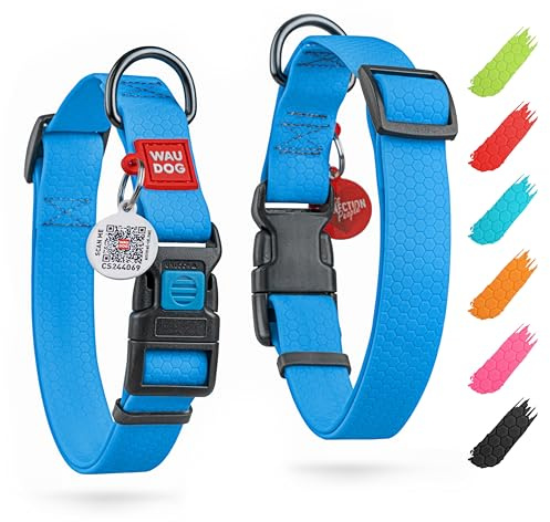 WAUDOG Halsband Hund Wasserfest Verstellbares Hundehalsband Große Hunde Hundehalsband Kleine Hunde Halsbänder & Welpen Halsband mit Kunststoffverschluss