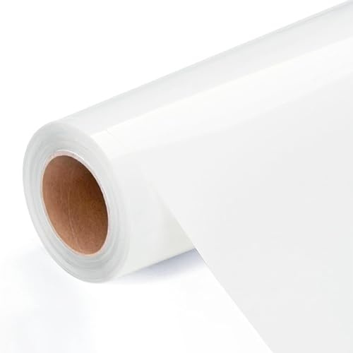 Qobobo Plotterfolie Textil Weiß 30.5cm x 3.05m Flexfolie Plotter Textil Plotterfolie Vinyl Permanent Bügelfolie für Textilien Transferfolie zum Aufbügeln für DIY T-Shirt Stoffe