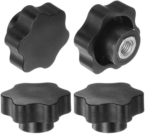 QUARKZMAN 4 Stück Sterngriffmutter M10 x 48mm Flügelmuttern mit Gewinde, Rändelmutter Handgriff Klemmmutter 48mm Spannknopf für Industrie Werkzeugmaschinen Geräte Fitnessgeräte, Schwarz