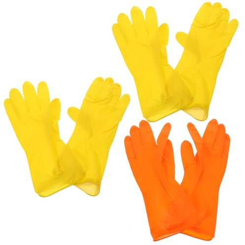 ABOOFAN 3pairs Rubber Cleaning Gloves Dish Washing Household Gloves for Kitchen Chores Random Color