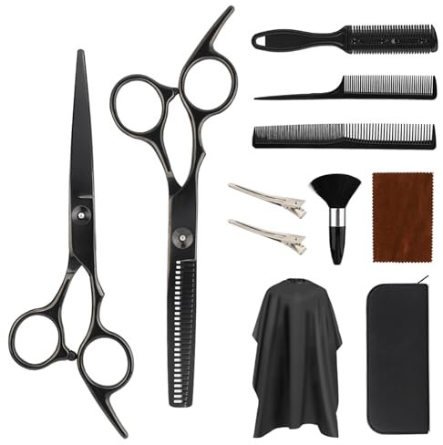Set di forbici capelli, Set di Forbici parrucchiere professionali 6,7, forbici per sfoltire i capelli, con mantello da parrucchiere, adatto per famiglie, saloni, donne, uomini e bambini