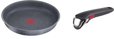 Lagostina Ingenio Mineralis Green Padella Ø 22 cm, Padella in Alluminio 100% Riciclato, per Gas & Ingenio Induction Manico Rimovibile Resistente fino a 10 kg, Fissaggio Sicuro a 3 Punti