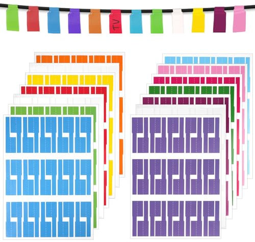 Kabelbeschriftung, 12 Farben 420 Stück Kabeletiketten Selbstklebend, Kabelkennzeichnung Wasserdicht Reißfest, A4 Kabeletiketten zum Beschriften für Kabel Beschriftung