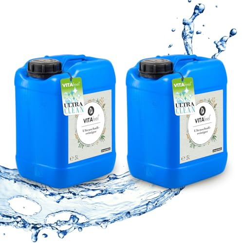 VitaFeel Nettoyeur à ultrasons concentré 10 l – Nettoyage très efficace pour bijoux, lunettes, prothèses dentaires et pièces de monnaie | Nettoyant spécial pour appareils à ultrasons et bain à