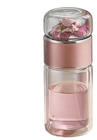Infusor de té portátil de vidrio de doble capa, botella de té de viaje, infusor de botella de té de vidrio versátil, infusor de té de vidrio, botella de té de separación de agua de té para té suelto