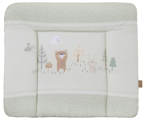 roba Wickelauflage Woodland Buddies - 85 x 75 cm - Wickelunterlage für Babys PU-beschichtet - Abwischbar & pflegeleicht - Pastell Grün mit Tier Motiv