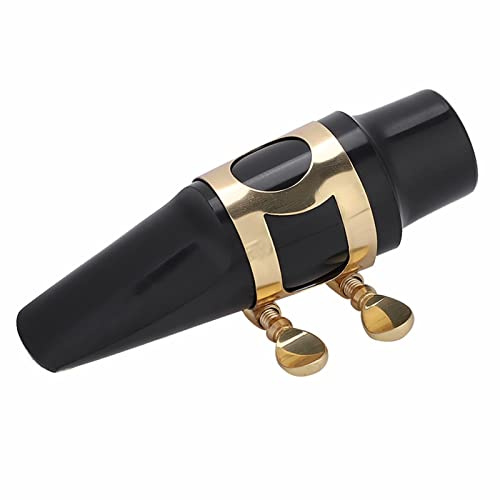 Sonew Tenor Saxophone ABS Mouthpiece with Sturdy Metal Buckle and Protective Cap Good for Musical Instruments Accessory - Includes Reed Pads for Clean Sound