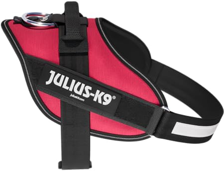 IDC Powergeschirr, M, Viva Magenta - Reflektierendes Hundegeschirr mit Logo-Feld, verstellbar, atmungsaktiv, Bewegungsfreiheit, Oeko-TEX Zertifiziert, für kleine, mittlere & große Hunde
