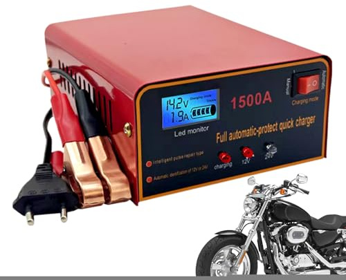 Caricabatteria per auto, caricabatteria per moto, ricarica rapida, protezione di sicurezza, carica di mantenimento, portatile, per trattore, camion, tosaerba, auto