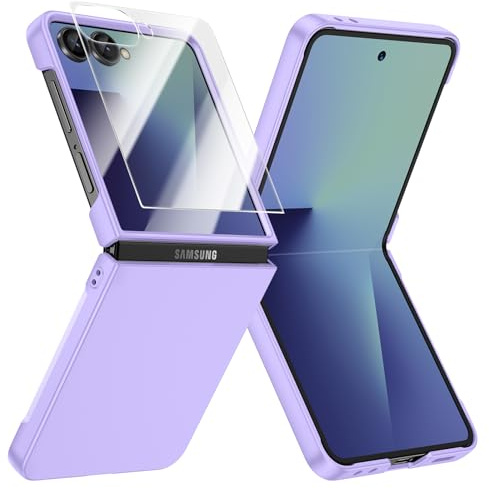 Doeshine for Samsung Galaxy Z Flip 7 Case Ultra Slim, Full Body Cover with Built-in Screen Protector, Thin Slim Fit Phone Case, Lightweight Skin-Friendly, Hard PC Cover for Z Flip 7 (Purple)
