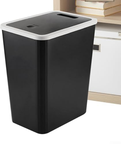Poubelle avec couvercle à pression pour salle de bain, cuisine, salon, conçue pour les petits espaces de la maison et un contrôle efficace (bleu (noir (avec couvercle))