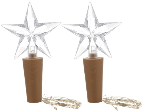 jojofuny 2pcs Five-Pointed Star Bottle Cork Lights Color LED Fairy String Battery-Powered Romantic Wine Bottle Stopper Lights for Indoor Outdoor DIY Home Garden Party Decoration