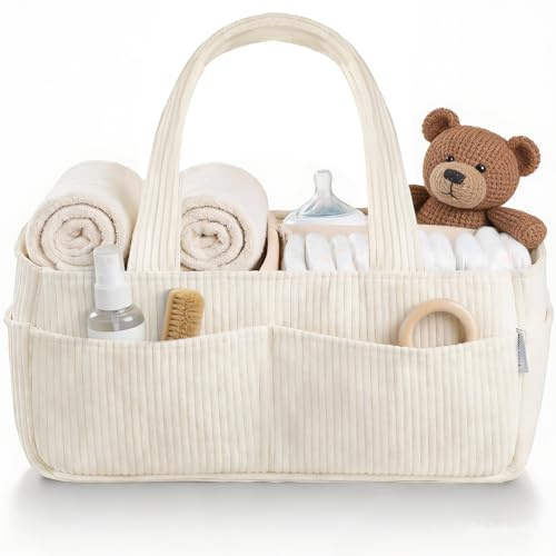 Connextion Skötkorg arrangör, babyförvaringskorg för skötbord, skötarrangör, babydiaper-caddy-arrangör för omslag, babygåva & nyfödda nödvändigheter & barnrum dekoration, beige