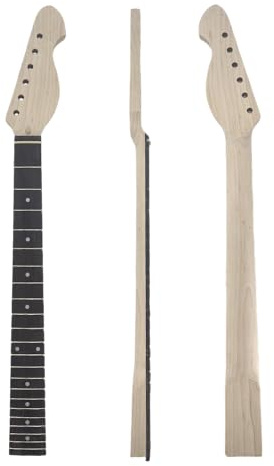 Conboxus E-Gitarrenhals, 22 Bünde, 648 mm, Ahorn-Gitarrenköpfe, unlackiert, Ersatz für E-Bass, Punkte, normale Mutter, Schraube an der Ferse, ohne Bindung