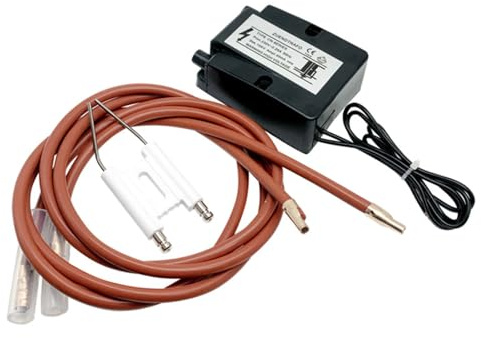 NiuLumea Quemador y caldera transformador de encendido de 15 KV, 230 V con cables de 1 metro y pin de encendido, bobina de encendido de doble polo de alto voltaje