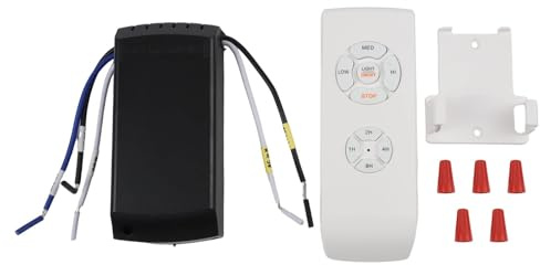 Kit de control remoto de ventilador de techo y luz con temporizador de 4 velocidades, atenuador, receptor inalámbrico RF para sala de estar, dormitorio, cocina