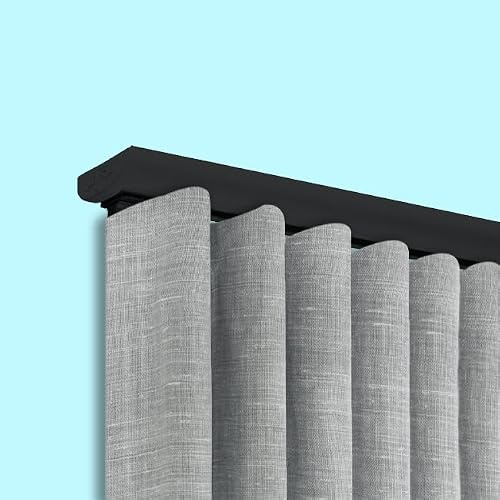 Tringle Pour Rideau à Rail Wave DS, Vagues Parfaites, Rail Aluminium, Noir, 250cm extra plat H 12 mm