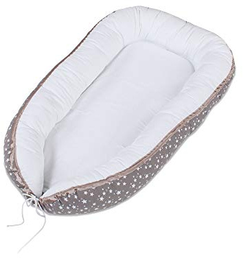 babybay Kuschelnest, Taupe Sterne weiß
