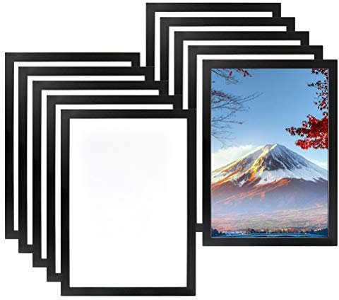 MOPLA 10 Stück Magnetrahmen A4 Info-Rahmen Selbstklebend Aufklappbarer Magnetrahmen mit Magnetverschluss Infotasche Blatthalter für Informationsrahm