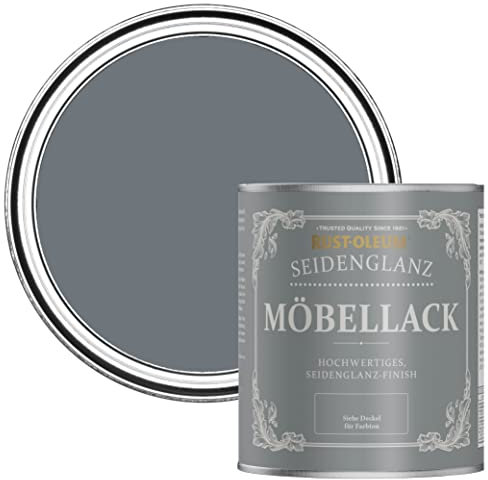 Rust-Oleum dunkelgrau Möbelfarbe mit Seidenglanz-Finish, geruchsarm und wasserbasiert für Innenholz - Marinegrau 750ML