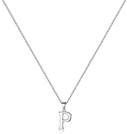 TINGN Halskette Damen Silber 925 Kette, Hypoallergene Silber Kette mit Buchstabe Anhänger Kette Silber Halskette Geburtstag Geschenke für Frauen Mama Freundin Teenager Mädchen (mit Geschenkbox)