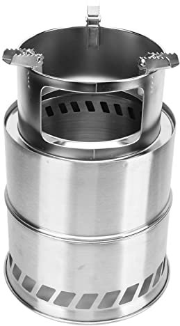 OUKENS Réchaud De Camping, Réchaud De Camping à Bois, Mini Réchaud à Bois en Acier Inoxydable avec Sac De Rangement pour Chauffage De Tente, Barbecue, Camping, Randonnée