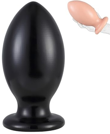 Axcroo 7 Größe Eiförmiges Analplug Analkugel Buttplug mit Saugnapf Anus Dilatator Prostata Massager Vagina Stimulator Groß Anal Stecker Butt Plug Sex Spielzeug Für Männer Frauen (Schwarz-XXL)