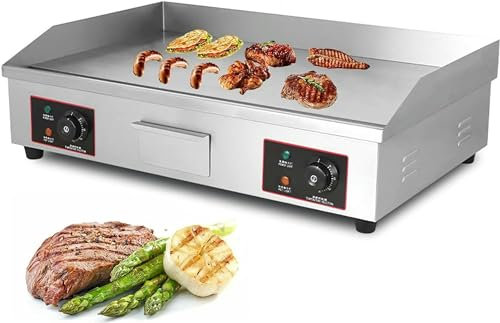 Piastra per Barbecue Elettrica Griglia Elettrica Professionale in Ghisa 730x400 mm Bistecchiera Elettrica 50℃ a 300℃ Griglia Professionale con Temperatura Regolabile per Casa Ristorante-1pc