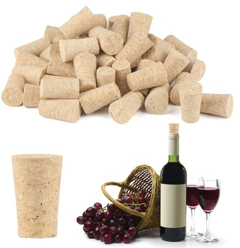Aubess 50 Stück Weinflasche Korkstopfen, Weinflasche Korken, Holz Weinkorken Kegelförm, Korken Zum Basteln, Holz Korken Weiche, Korken Bier Korken, Für austauschbare Weinflasche Korkstopfen