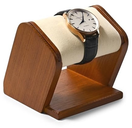 Oirlv Solid Wood Single Watch Display Stand Creamy White Holder