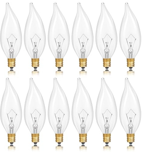 Potanro E12 Incandescent Light Bulbs 25Watt Warm White 2700K, 180 Lumens Candelabra Light Bulb Decorative Dimmable Chandelier Light Bulbs for Ceiling Fan, Pendants (25W-12Pack)