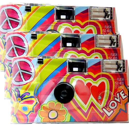 3X 1A PHOTO PORST Einwegkamera Edition Love Kult, Rainbow mit Herzen, mit Blitz, Batterien und Film (3er Pack, je 27 Aufnahmen)